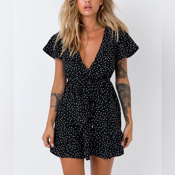 Princess Polly Dresses & Skirts - Princess Polly Bobbie Polka Dot Mini Dress Black White